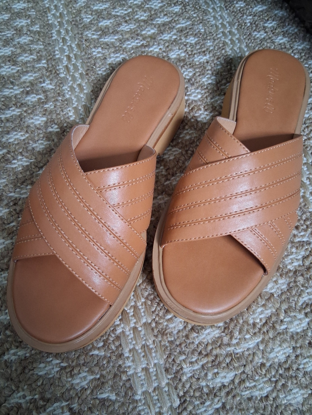 Madewell Tan Leather Slide Sandals